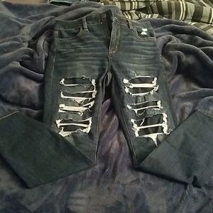 High-rise distressed jeggings stretch Flex